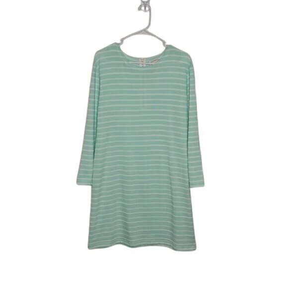 STS Preppy Lightweight Mint Green Striped Gold Zipper Shift Dress - Picture 1 of 8